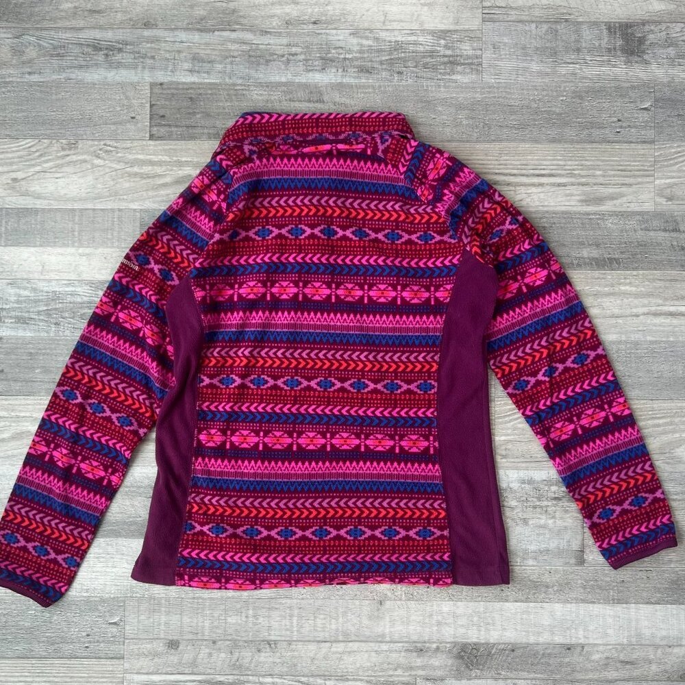 Columbia Fuschia Aztec Print 1/4 Zip Fleece Pullover Jacket Women's Large L35 - Picture 4 of 5